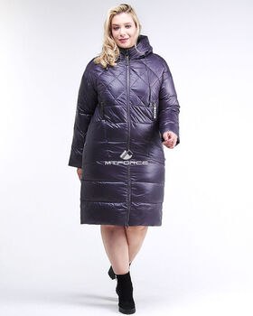 Женская зимняя классика куртка стеганная темно-фио